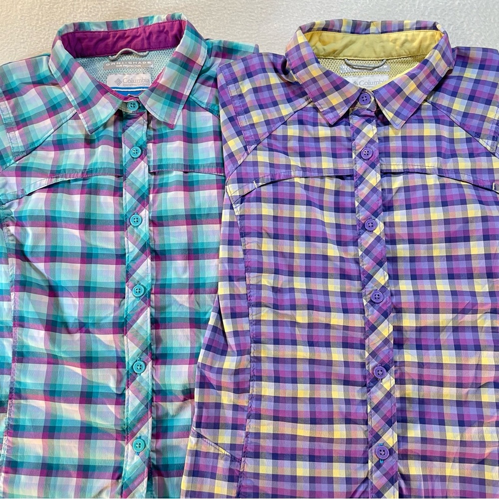 Columbia Kids Omni-Shade Short Sleeve Button Ups Size 10/12 Lot of 2